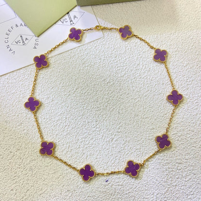 [Elite]CLOVER 10 MOTIFS  PURPLE VIOLET  NECKLACE