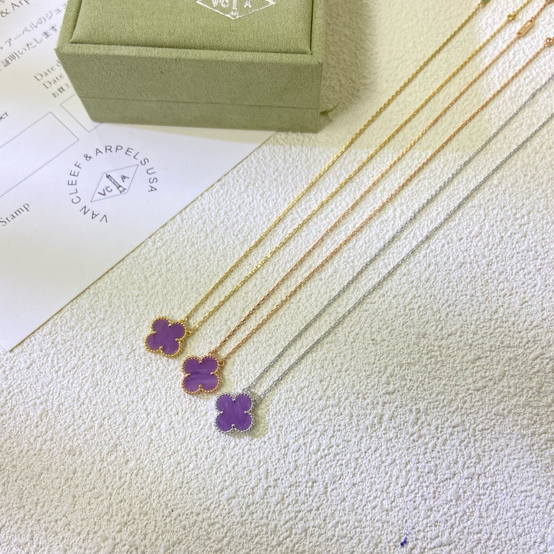 [Elite]CLOVER 15MM  PURPLE VIOLET NECKLACE