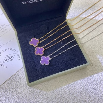[Elite]CLOVER 15MM  PURPLE VIOLET NECKLACE
