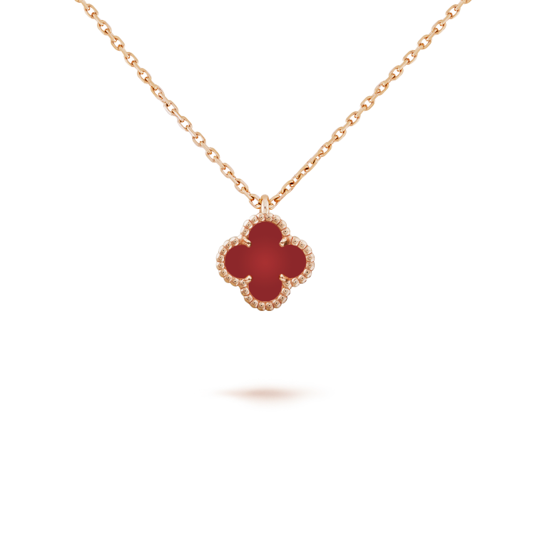[Elite]CLOVER MINI 9.5MM WHITE CARNELIANS NECKLACE