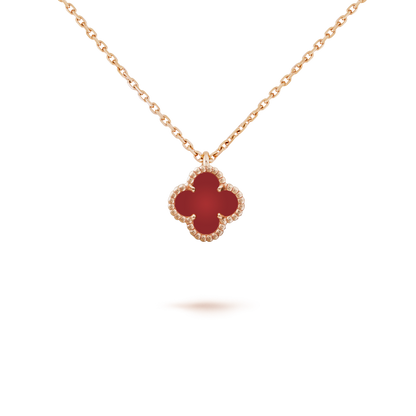 [Elite]CLOVER MINI 9.5MM WHITE CARNELIANS NECKLACE