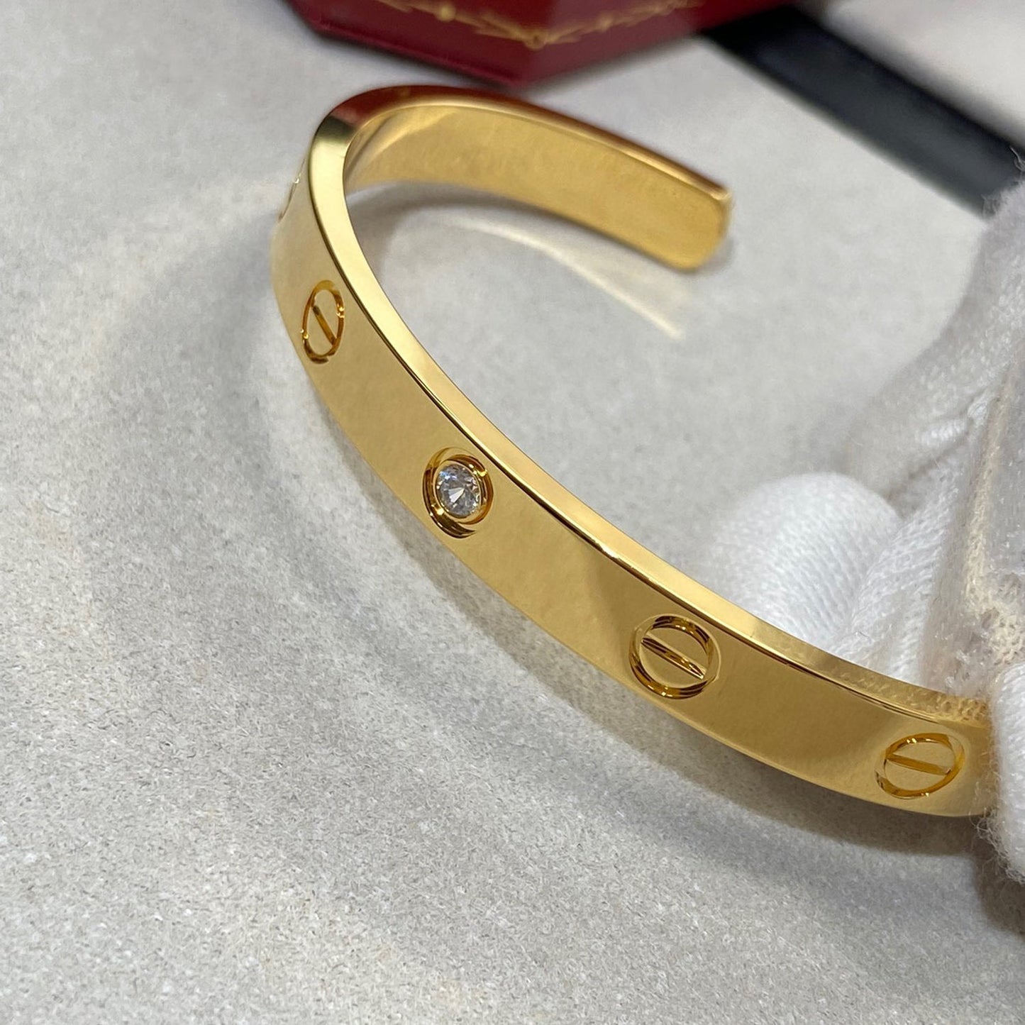 [Elite]LOVE BRACELET 6.1MM 1 DIAMOND OPEN CUFF