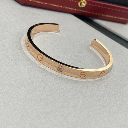 [Elite]LOVE BRACELET 6.1MM 1 DIAMOND OPEN CUFF