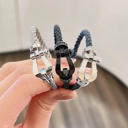 [Elite]FORCE LARGE HORSESHOE FULL DIAMOND BRACELET SILVER