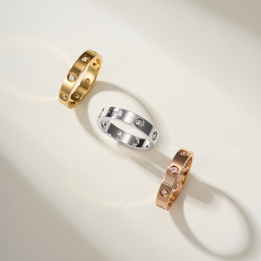 [Elite]LOVE 4MM 8 DIAMOND RING