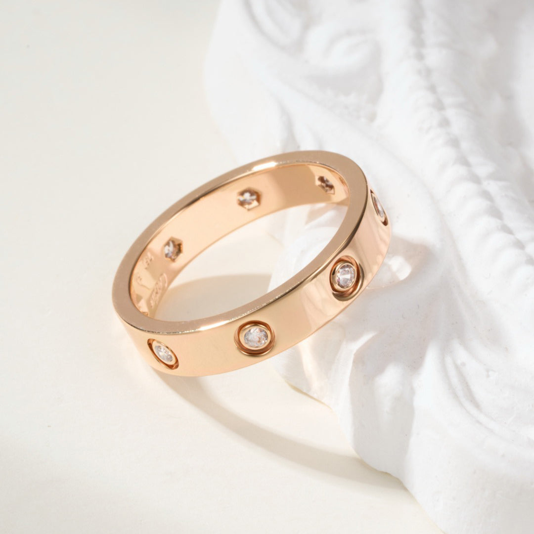 [Elite]LOVE 4MM 8 DIAMOND RING