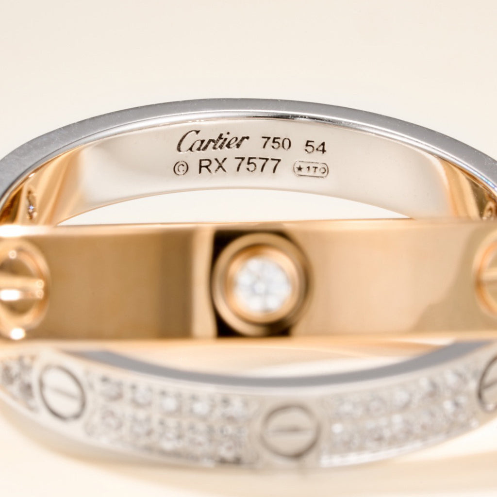 [Elite]LOVE PINK GOLD SILVER DIAMOND DOUBLE RING