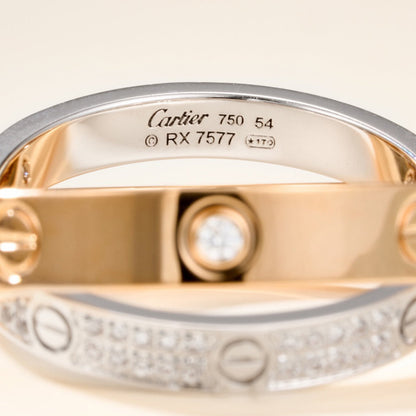 [Elite]LOVE PINK GOLD SILVER DIAMOND DOUBLE RING