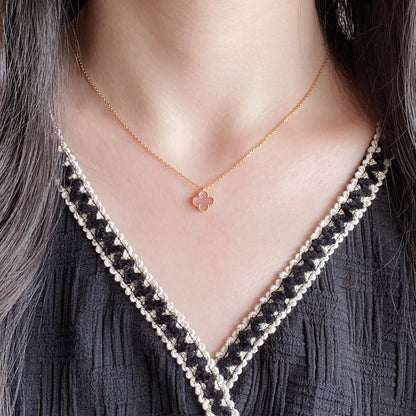 [Elite]CLOVER 15MM PINK MOTHER-OF-PEARL SINGLE FLOWER NECKLACE