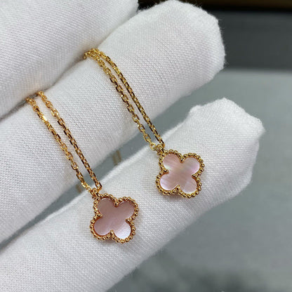 [Elite]CLOVER 9.5MM PINK MOTHER OF PEARL SINGLE FLOWER NECKLACE