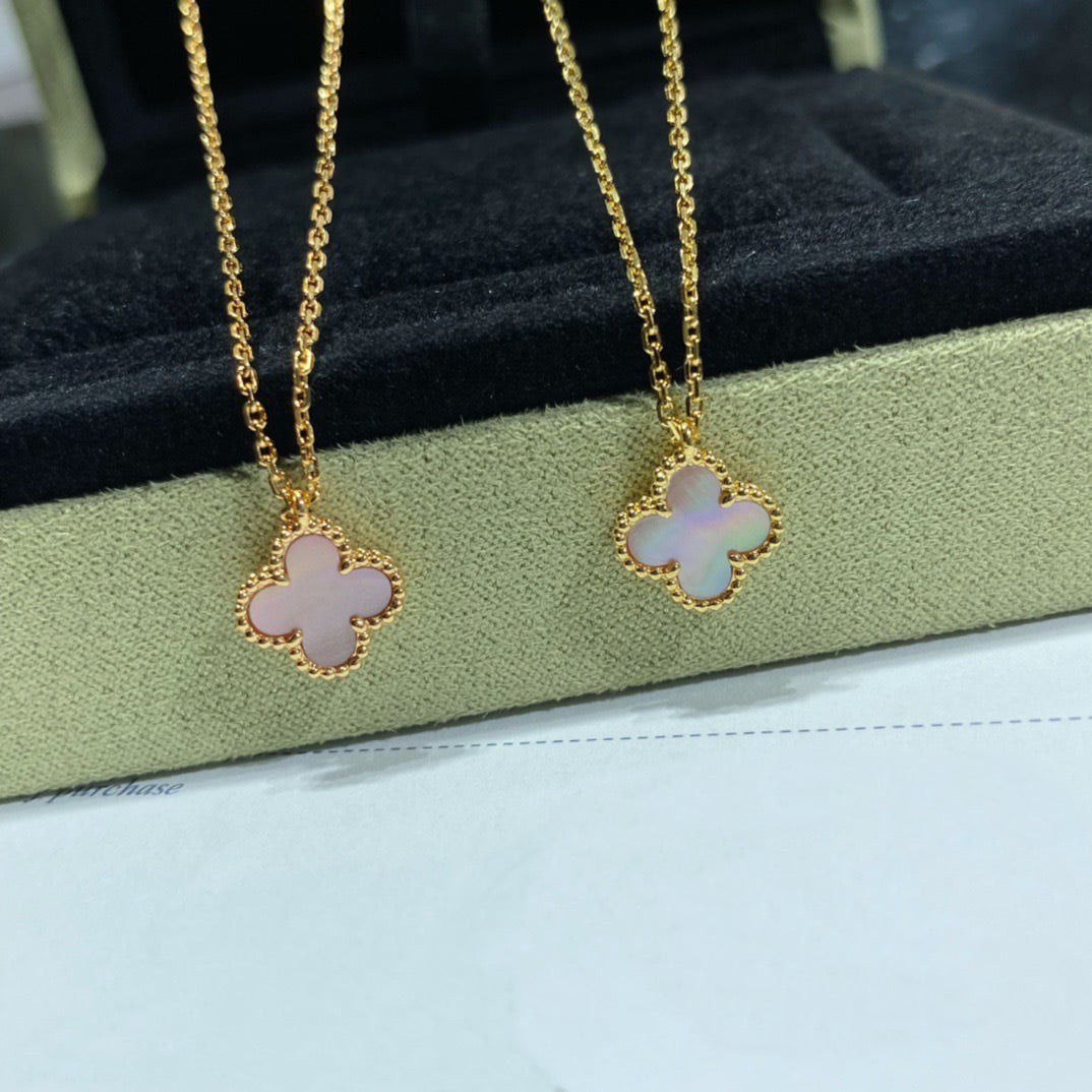 [Elite]CLOVER 15MM PINK MOTHER-OF-PEARL SINGLE FLOWER NECKLACE