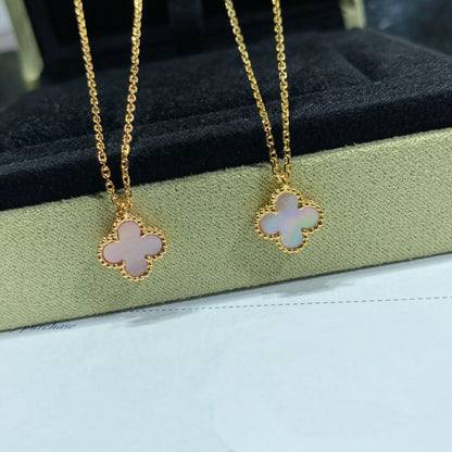 [Elite]CLOVER 9.5MM PINK MOTHER OF PEARL SINGLE FLOWER NECKLACE