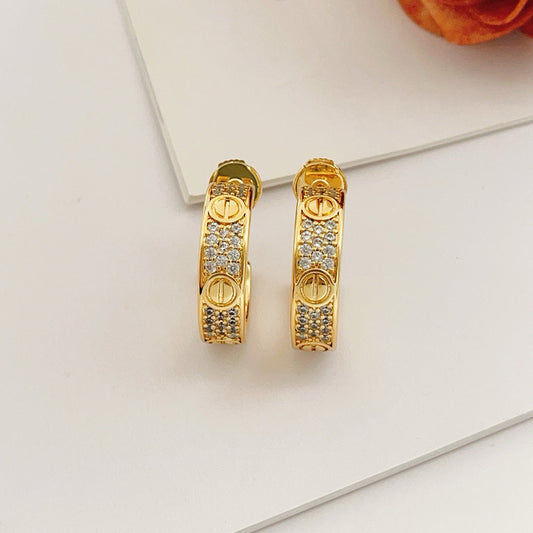 [Elite]LOVE 5.5MM DIAMOND PAVED EARRINGS