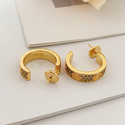 [Elite]LOVE 5.5MM DIAMOND PAVED EARRINGS