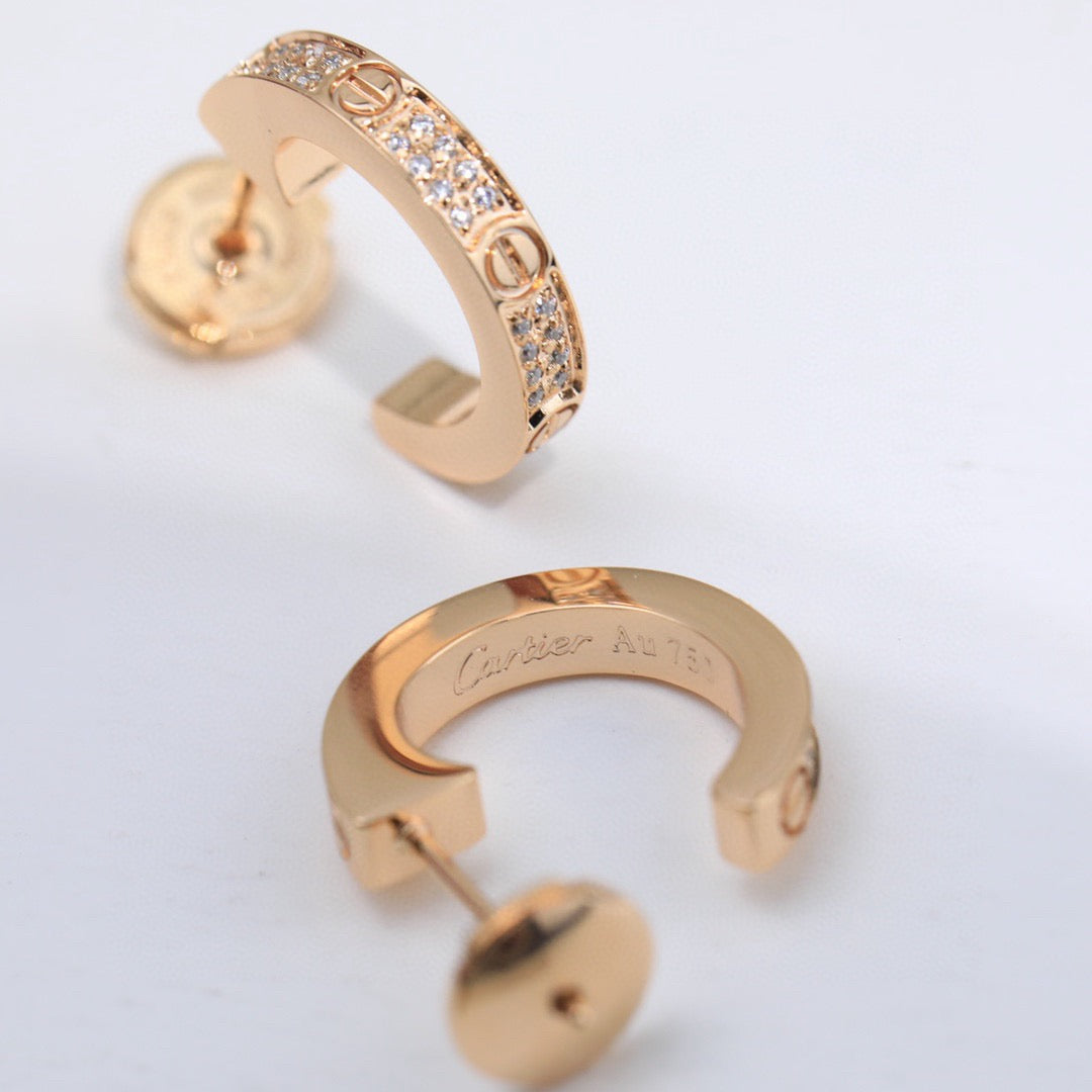 [Elite]LOVE 5.5MM DIAMOND PAVED EARRINGS