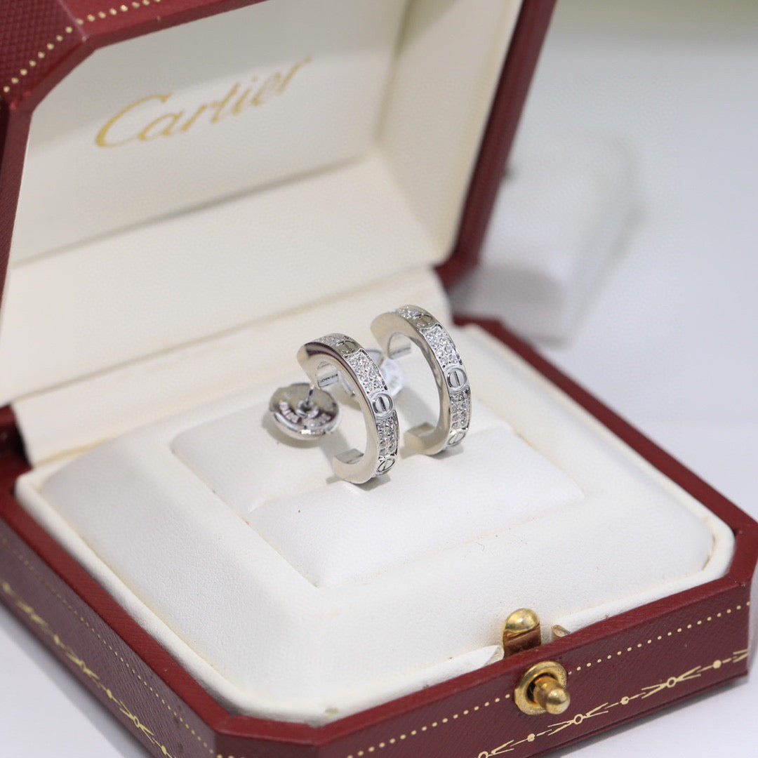 [Elite]LOVE 5.5MM DIAMOND PAVED EARRINGS