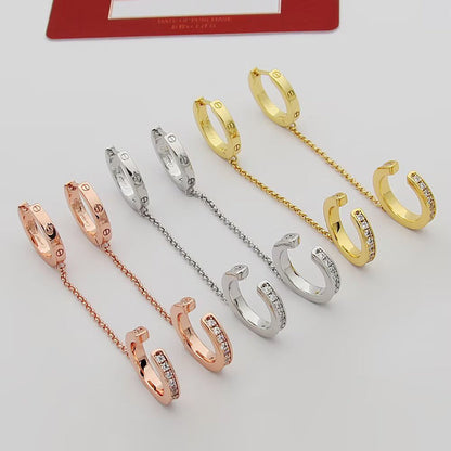 [Elite]LOVE 3.0MM HALF DIAMOND EARRINGS