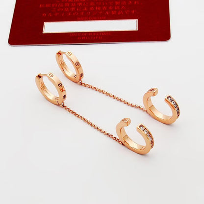 [Elite]LOVE 3.0MM HALF DIAMOND EARRINGS