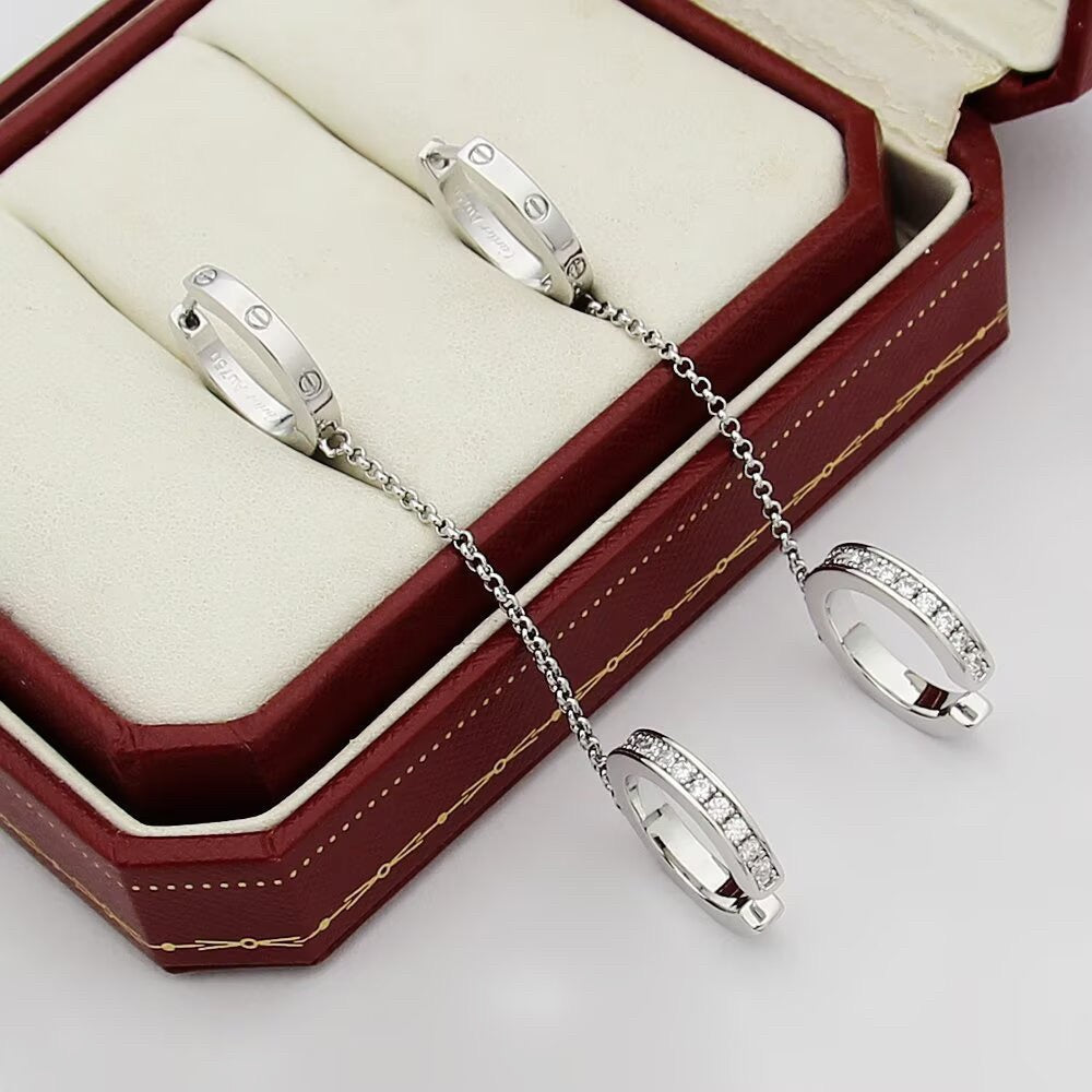 [Elite]LOVE 3.0MM HALF DIAMOND EARRINGS