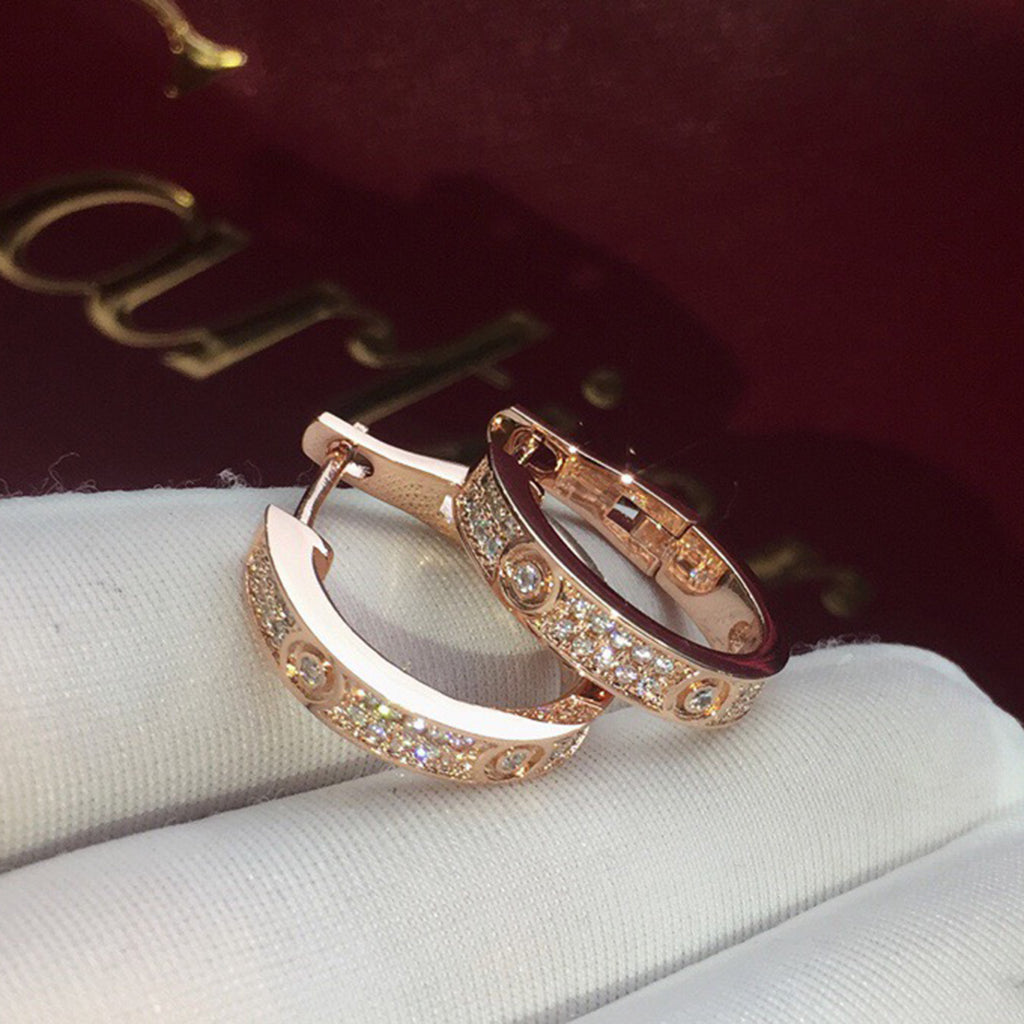 [Elite]LOVE 5.5MM DIAMOND PAVED EARRINGS
