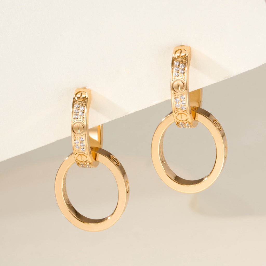 [Elite]LOVE 3.3MM DANGLE HALF DIAMOND EARRINGS