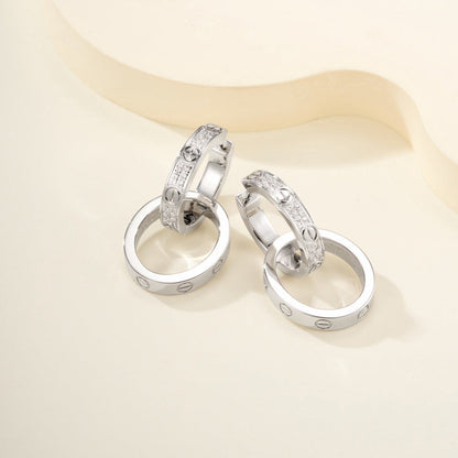[Elite]LOVE 3.3MM DANGLE HALF DIAMOND EARRINGS