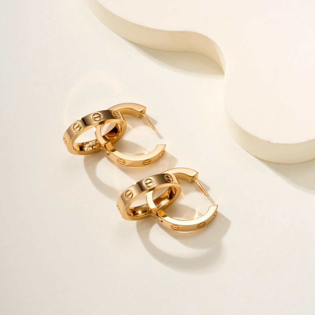 [Elite]LOVE 3.3MM DANGLE HALF DIAMOND EARRINGS
