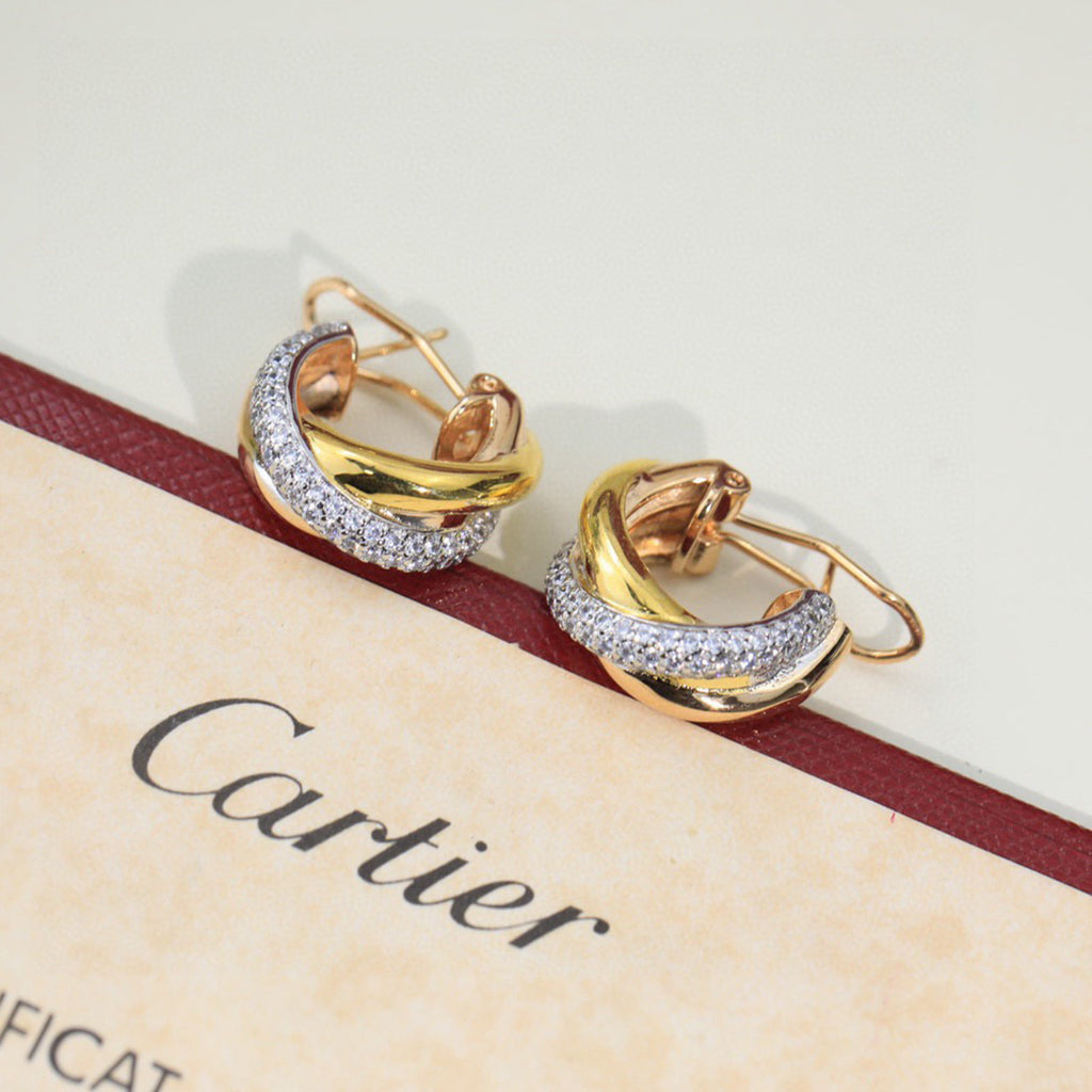 [Elite]TRINITY HALF DIAMOND  CLASSIC EARRINGS