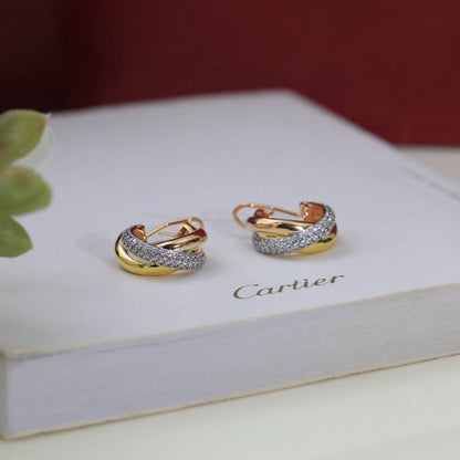 [Elite]TRINITY HALF DIAMOND  CLASSIC EARRINGS