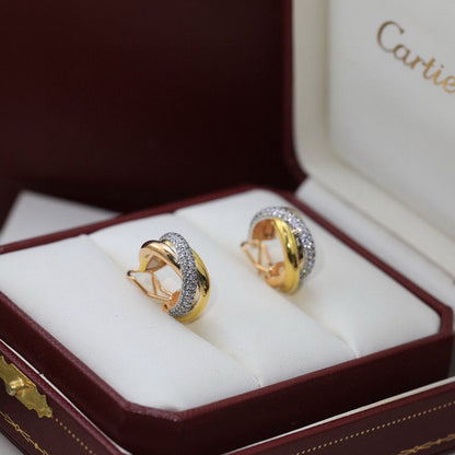 [Elite]TRINITY HALF DIAMOND  CLASSIC EARRINGS