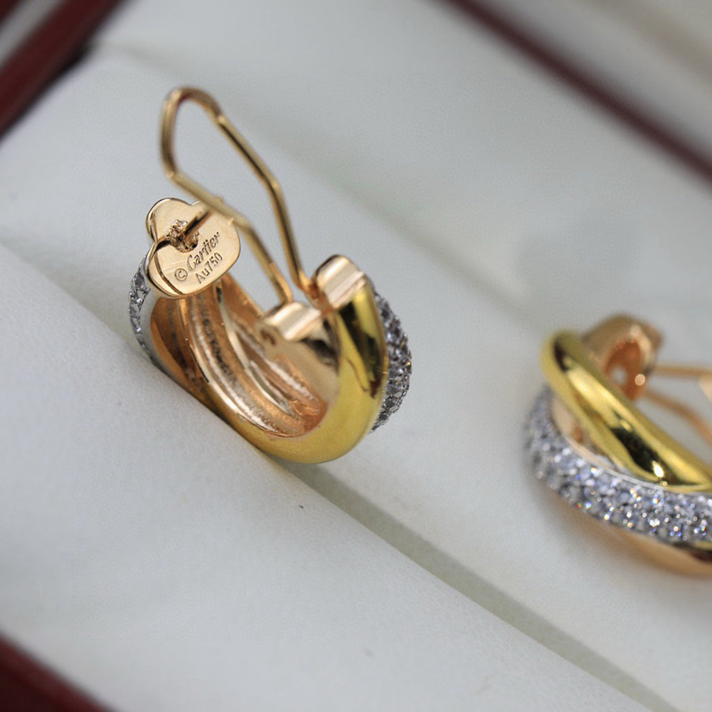 [Elite]TRINITY HALF DIAMOND  CLASSIC EARRINGS