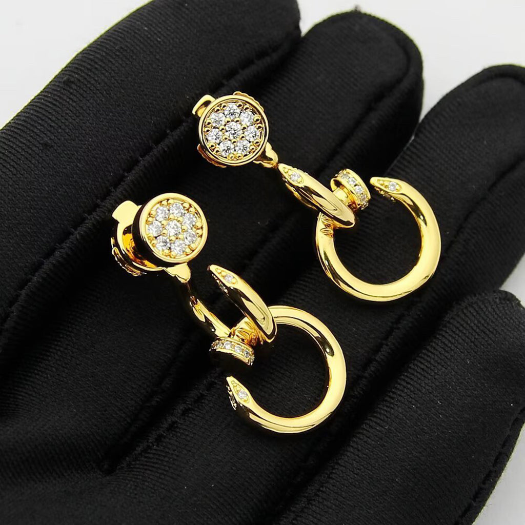 [Elite]JUSTE HALF DIAMOND DOUBLE EARRINGS