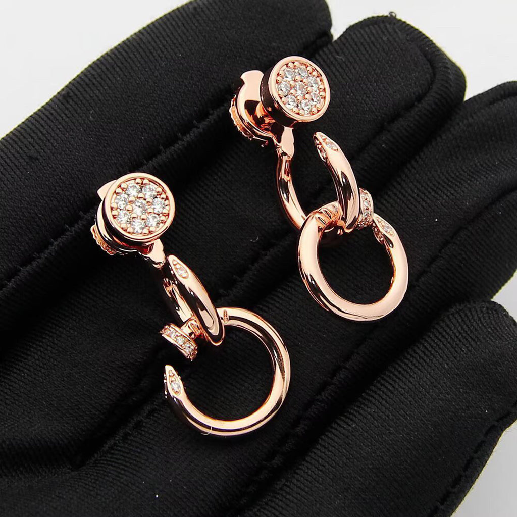 [Elite]JUSTE HALF DIAMOND DOUBLE EARRINGS