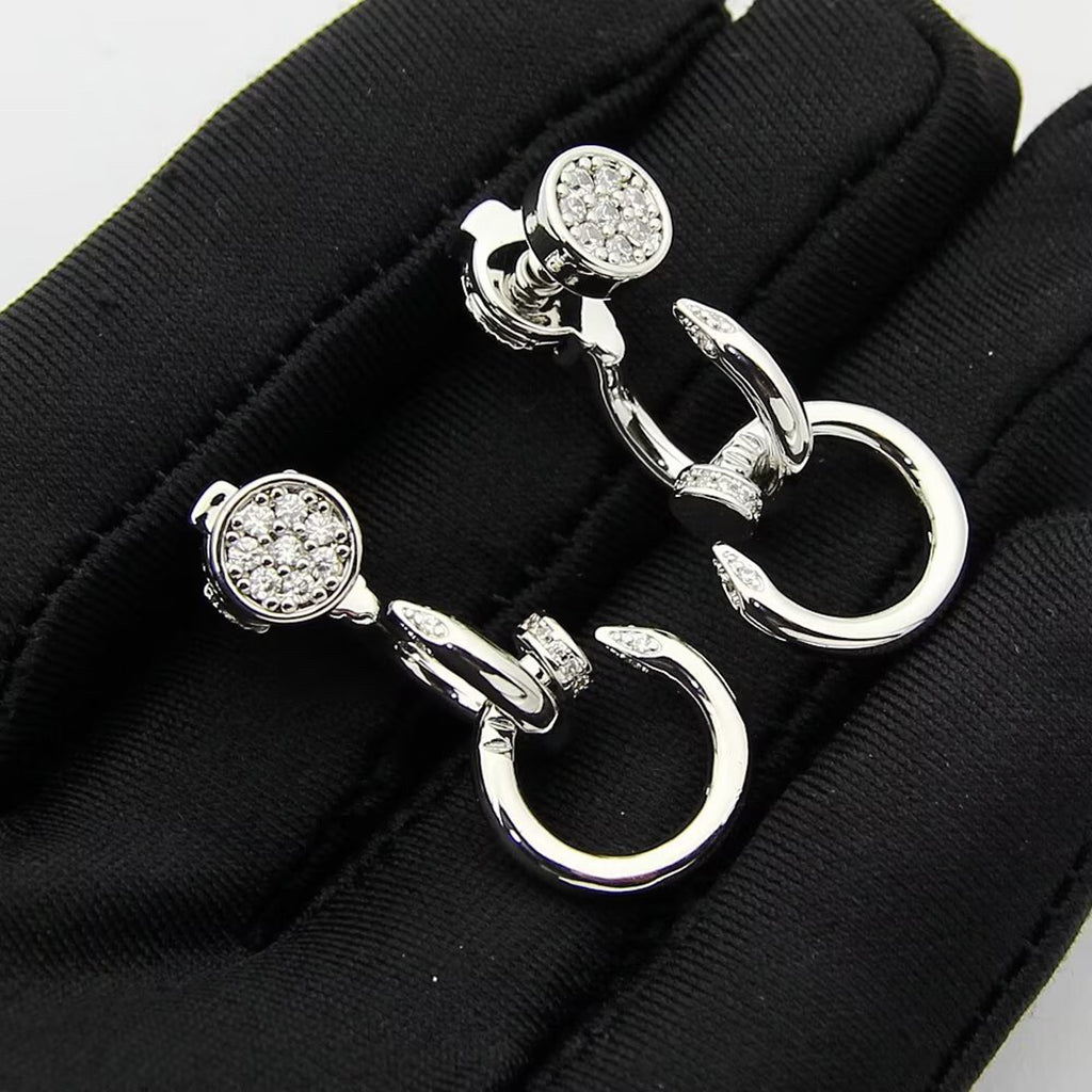 [Elite]JUSTE HALF DIAMOND DOUBLE EARRINGS