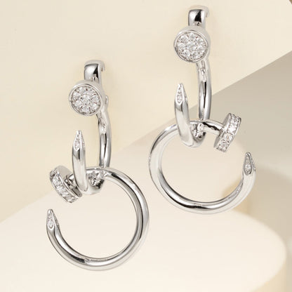 [Elite]JUSTE HALF DIAMOND DOUBLE EARRINGS