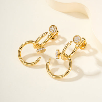 [Elite]JUSTE HALF DIAMOND DOUBLE EARRINGS