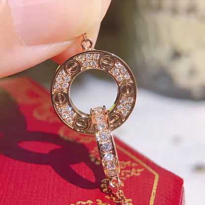 [Elite]LOVE  FULL DIAMOND PENDANT NECKLACE