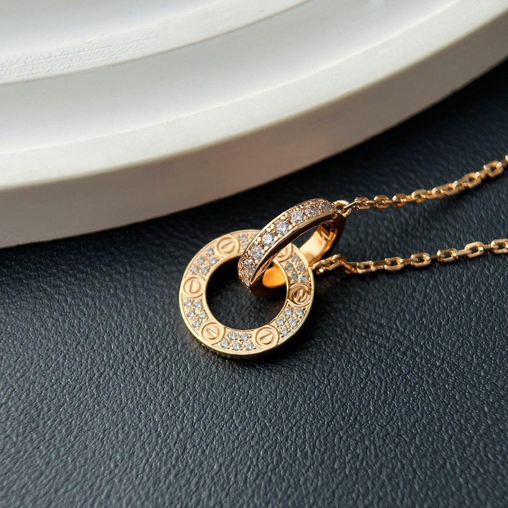 [Elite]LOVE  FULL DIAMOND PENDANT NECKLACE