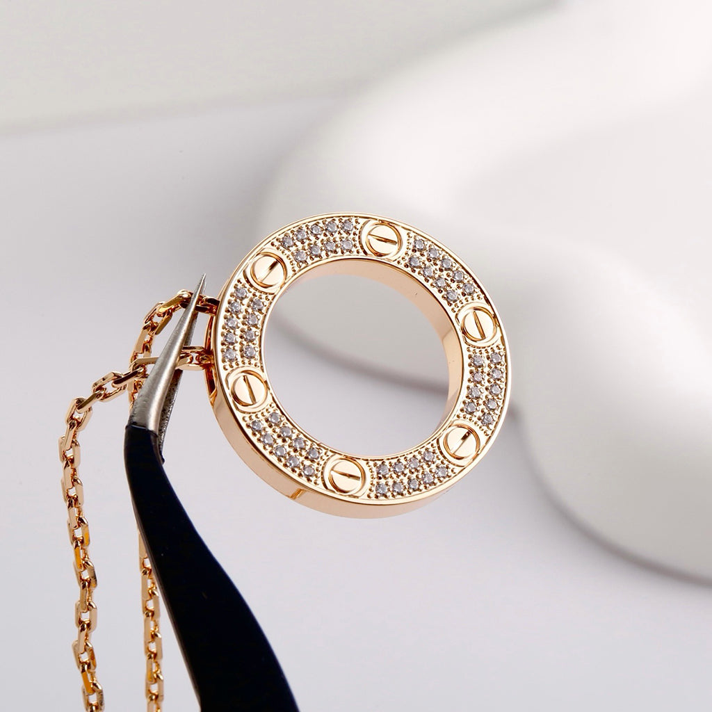 [Elite]LOVE NECKLACE 16MM  FULL DIAMOND