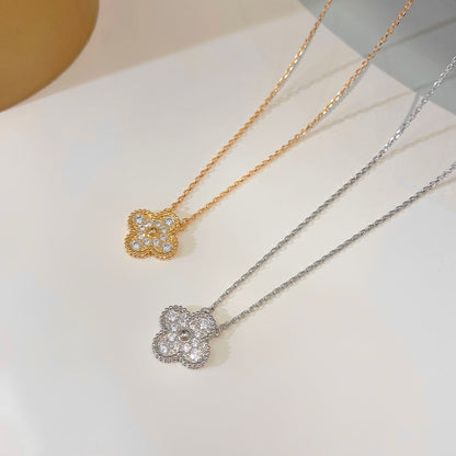 [Elite]CLOVER 15MM DIAMOND SINGLE FLOWER NECKLACE