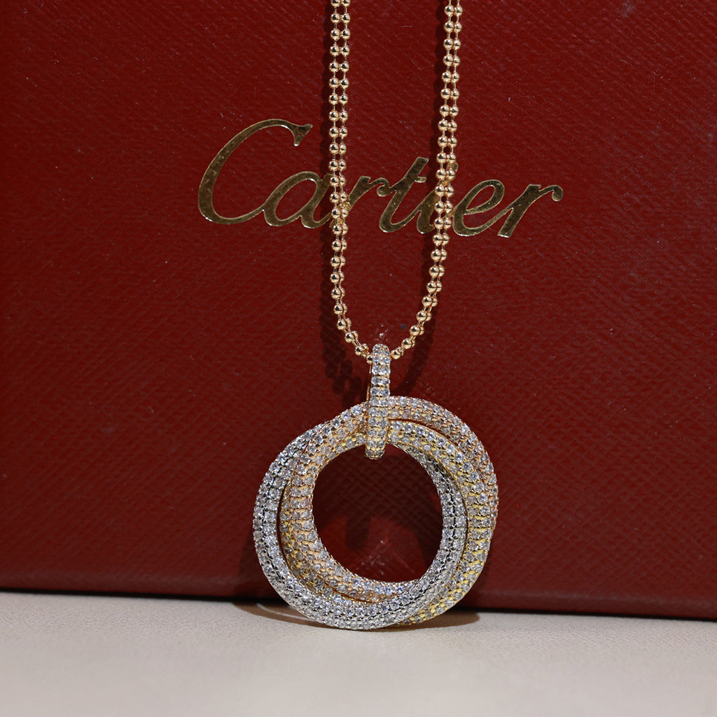 [Elite]TRINITY LARGE FULL DIAMOND  NECKLACE