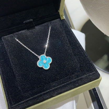 [Elite]CLOVER 15MM DIAMOND SVRES PORCELAIN  NECKLACE SILVER