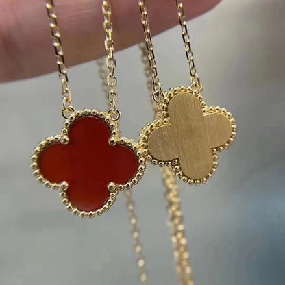 [Elite]CLOVER 15MM CARNELIAN SINGLE FLOWER NECKLACE