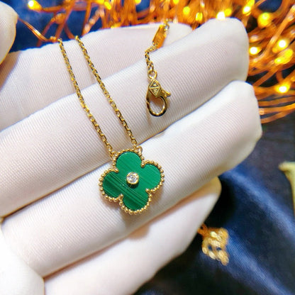 [Elite]CLOVER 15MM DIAMOND TURQUOISE NECKLACE
