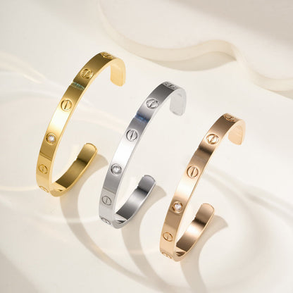 [Elite]LOVE BRACELET 6.1MM 1 DIAMOND OPEN CUFF