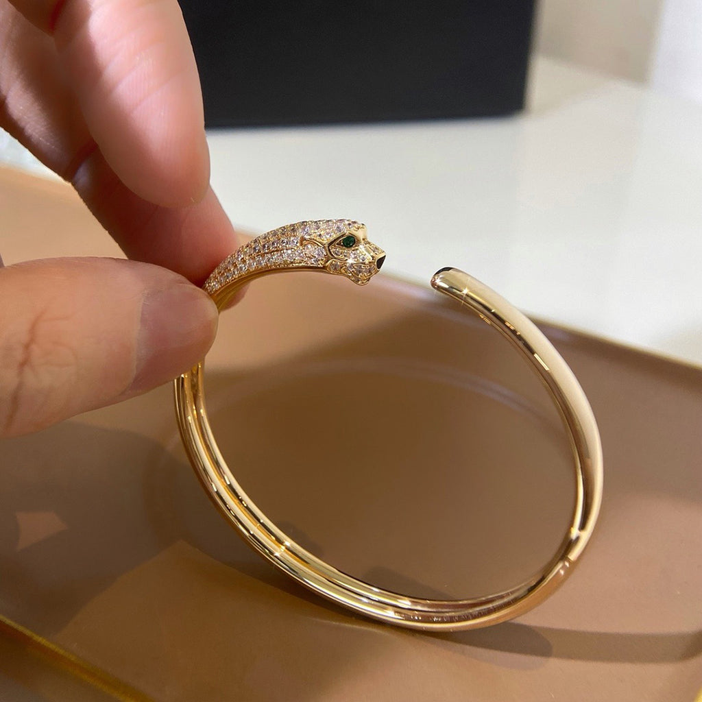 [Elite]PANTHERE HALF DIAMOND OPEN BRACELET
