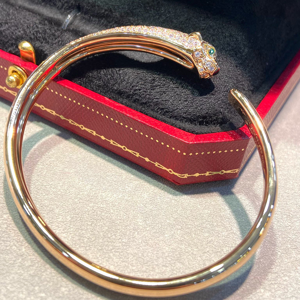 [Elite]PANTHERE HALF DIAMOND OPEN BRACELET