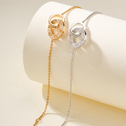 [Elite]LOVE DOUBLE RING FULL DIAMOND BRACELET