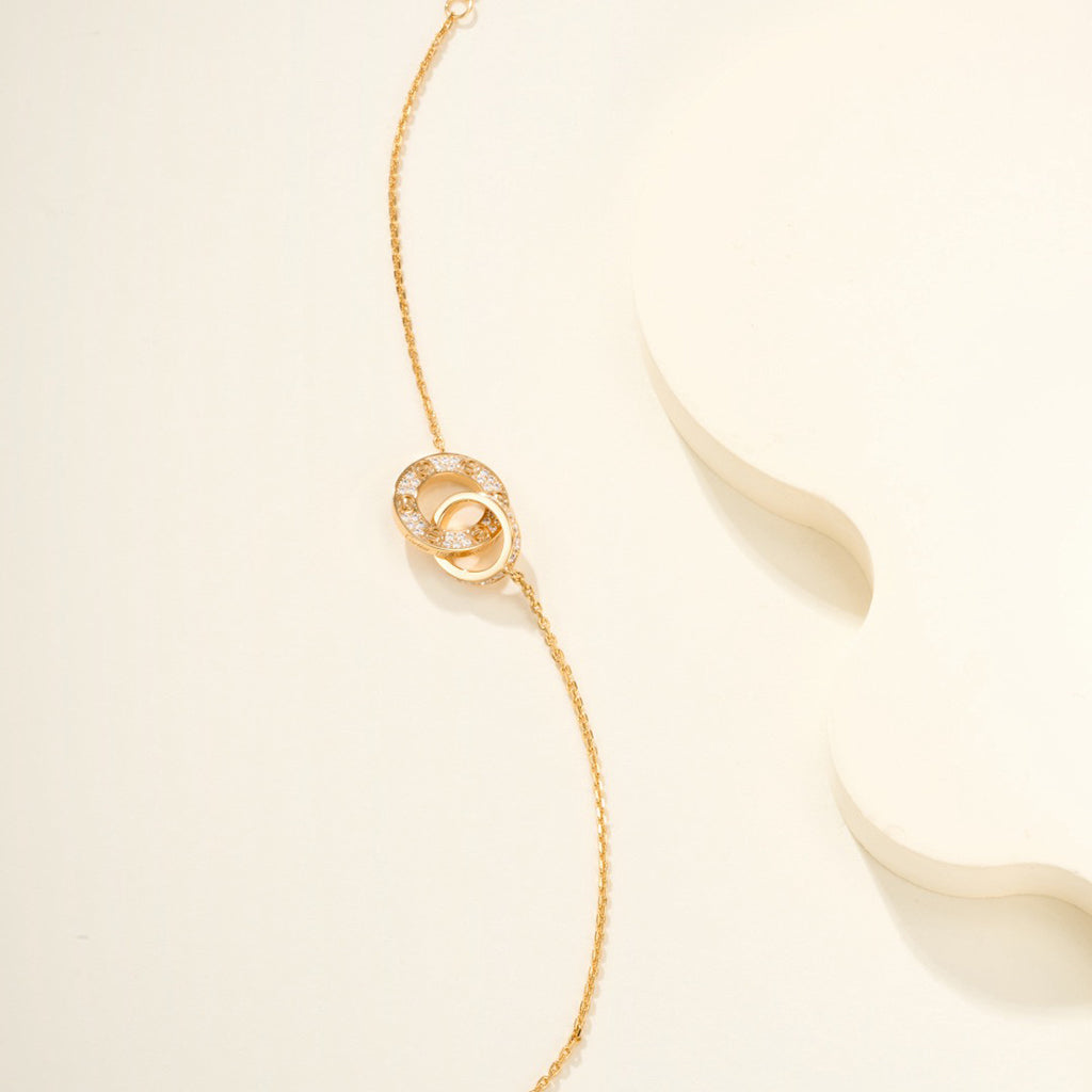 [Elite]LOVE DOUBLE RING FULL DIAMOND BRACELET