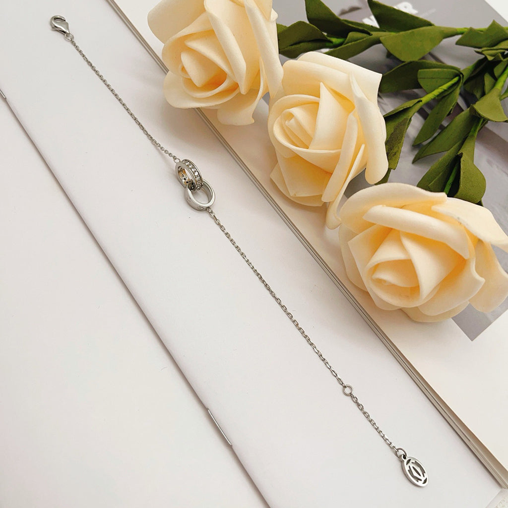 [Elite]LOVE DOUBLE RING HALF DIAMOND BRACELET
